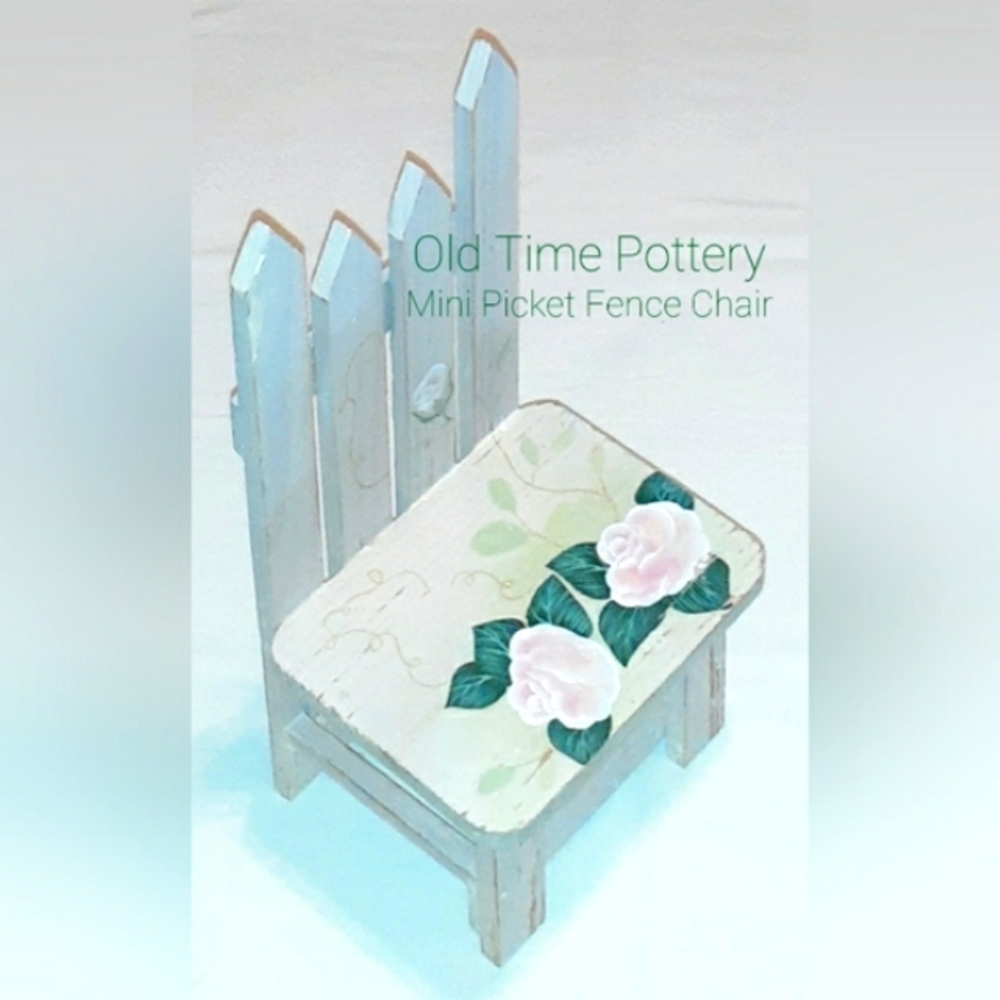 Old Time Pottery White Floral Picket Fence Chair